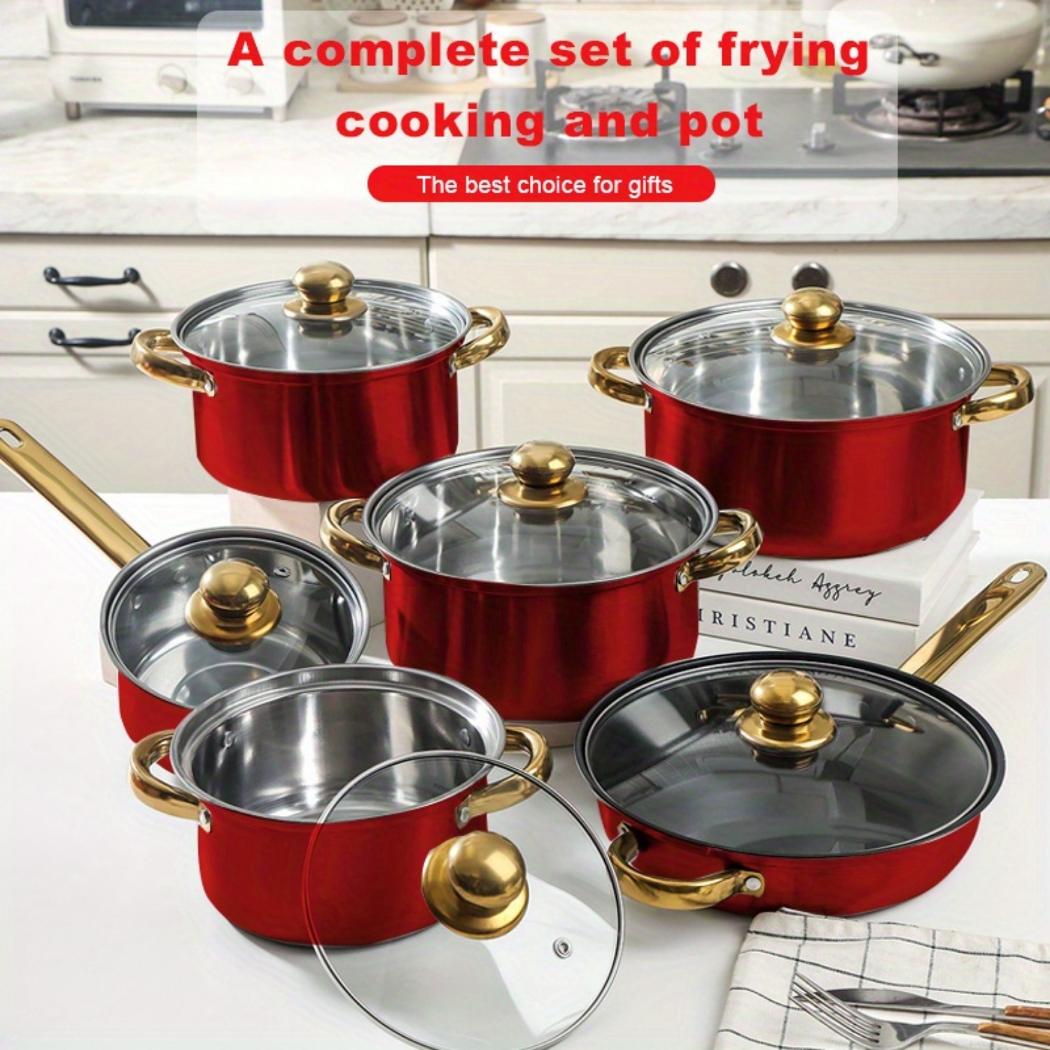 Paella Pan Steel - 12pcs Stainless Steel Kitchenware Set, Multi-Color