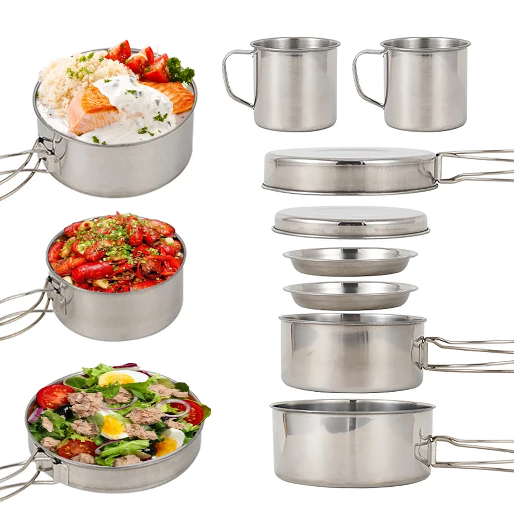 8pcs/Set Camping Cookware Mess - Paella Pan Steel recension och pris