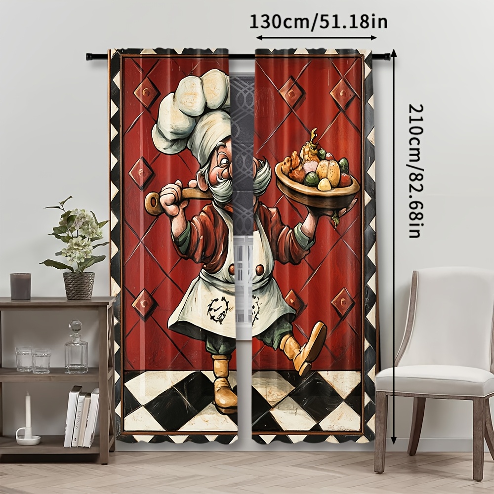 Novelty Chef Cartoon Curtains  - Home Cooking In French recension och pris