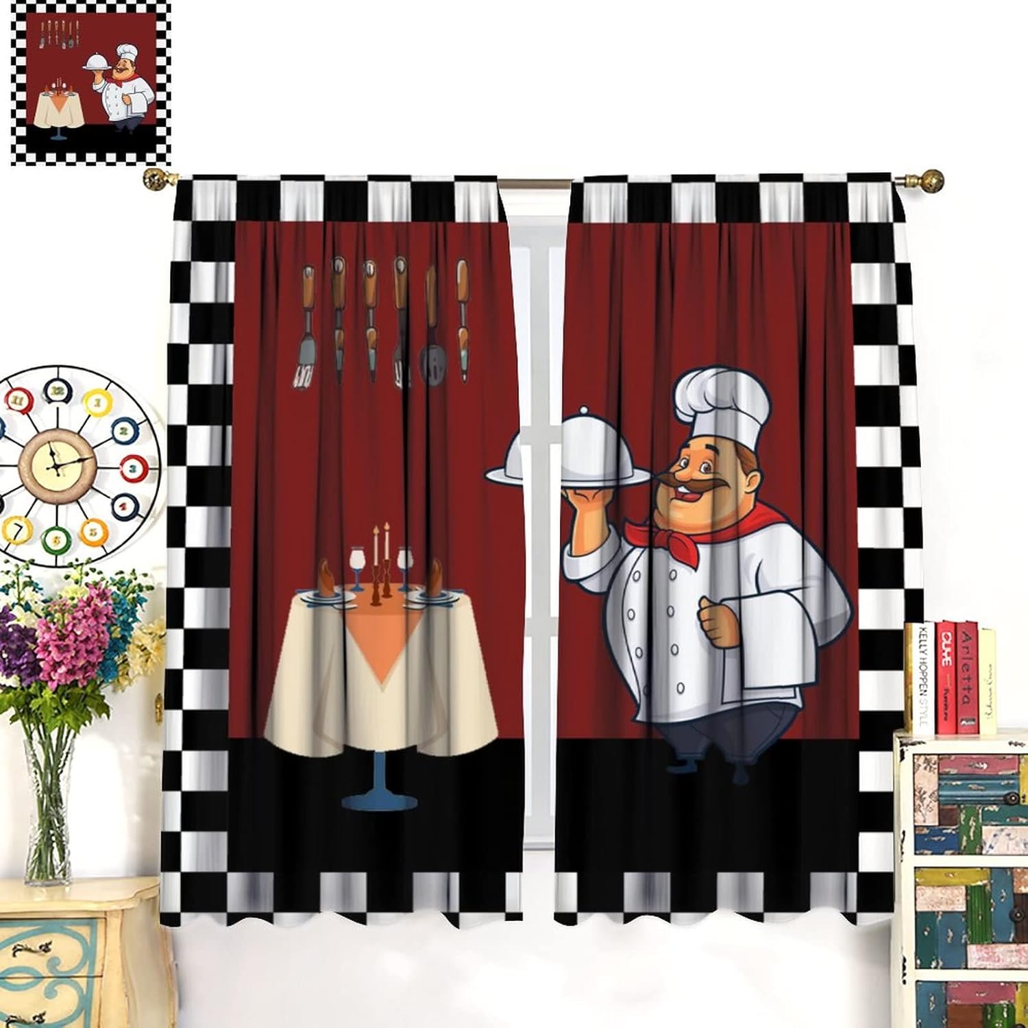 Fat Chef Kitchen Curtains ，Car - Home Cooking In French recension och pris