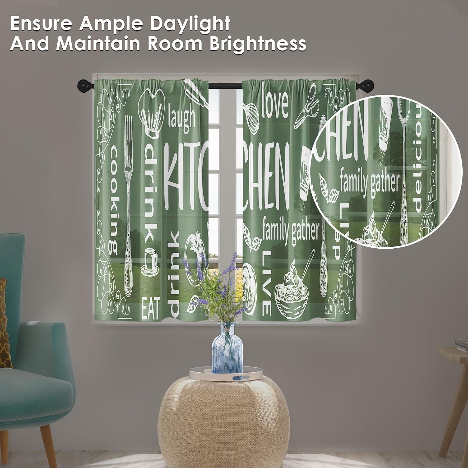 Aesthetic Kitchen Curtain Pair - Home Cooking In French recension och pris