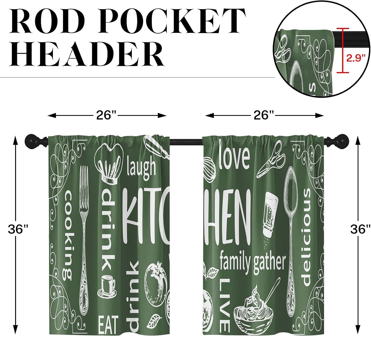 Aesthetic Kitchen Curtain Pair - Home Cooking In French recension och pris