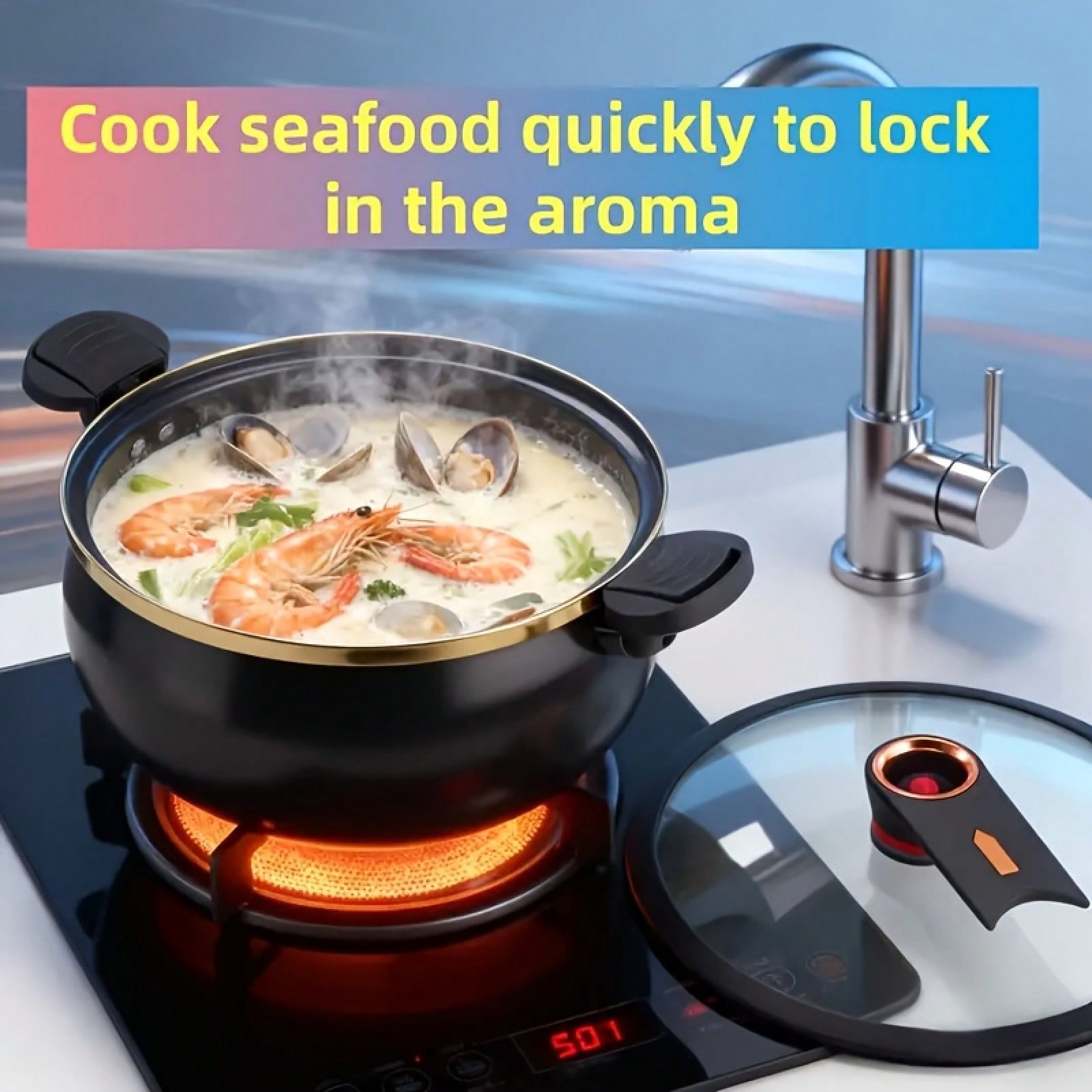 1Pc Large 8.45QT Non-Stick Ste - Home Cooking Fast Foods recension och pris