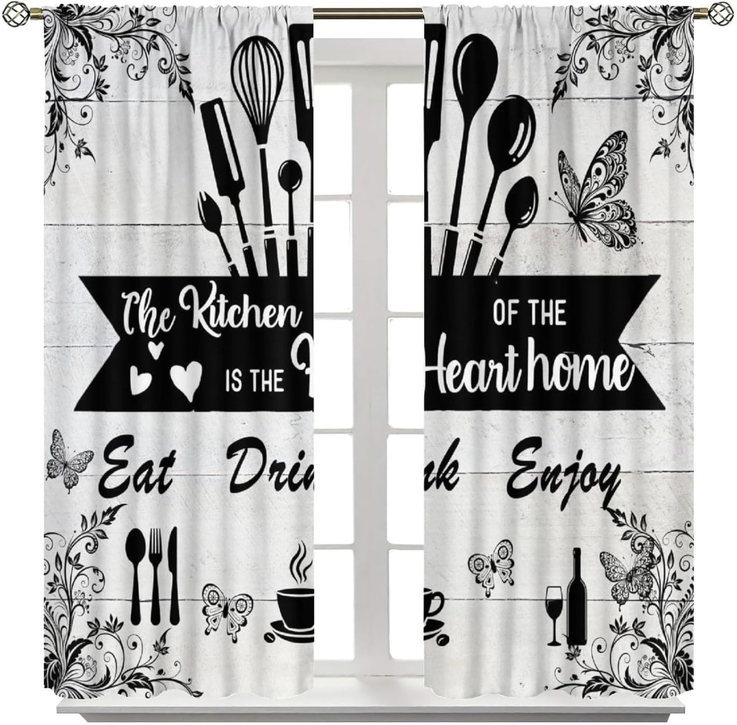 Farmhouse Rustic Curtains, Vin - Home Cooking In French recension och pris