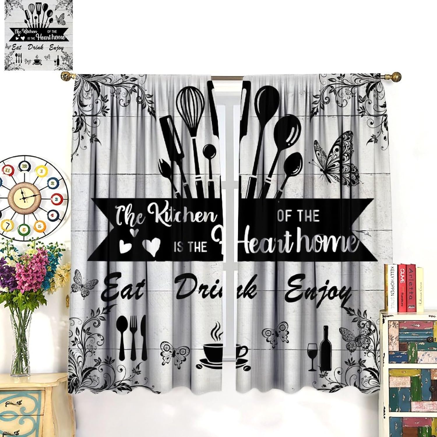 Farmhouse Rustic Curtains, Vin - Home Cooking In French recension och pris